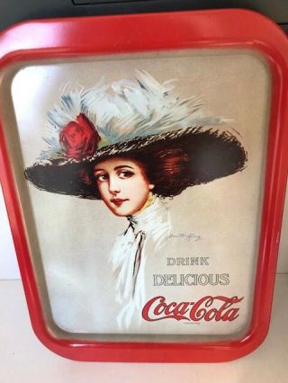Coca Cola Tray Tin Hamilton King Drink Delicious Girl Vintage 1971 Great Shape