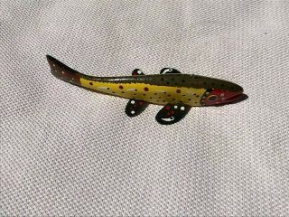 SIGNED FOLK ART TROUT FISH SPEARING DECOY ICE FISHING 9 