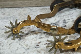 Antique Spurs Buermann Star Engraved Hercules Bronze 3