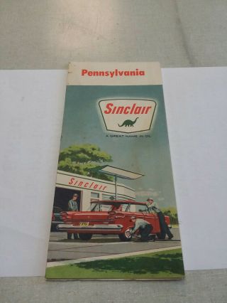 Vintage Sinclair Oil Fold Out Road Map Of Pennsylvania