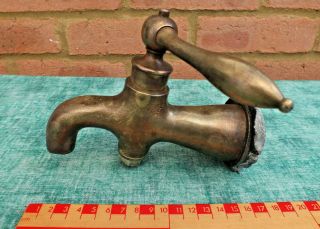 Reclaimed Solid Bronze / Brass Large Cold Water Tap Great Patina -