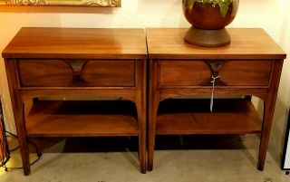 (2) Kent Coffey Perspecta Side End Tables Nightstands Mid Century Modern