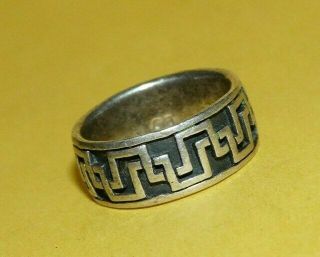Vintage Peter Stone " Pscl " Sterling Silver 925 Geometric Design Band Ring Size 6