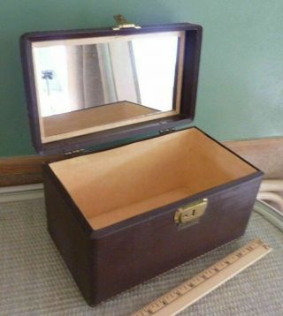 Brown Luce Vintage Train Case Makeup Overnight Cosmetic Storage With Mirror