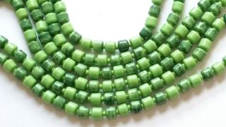 Czech Vintage Art Deco Green Glass Bead Flapper Necklace