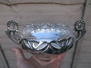 A Fine Art Nouveau Silver Plated Bowl With Liner C1900/10