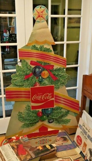 44 Vintage Coca Cola Santa Claus Easel Cardboard Sign Store Display Minty Coke