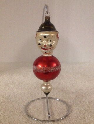 Antique Vintage Mercury Glass Clown 4.  75 " Smiling Mica Christmas Ornament