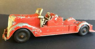 Vintage Metal Fire Dept.  Toy Truck 9 1/2 " Long Red Fire Truck