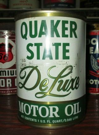 Vintage Metal Quaker State Motor Oil Full 1 - Quart Can