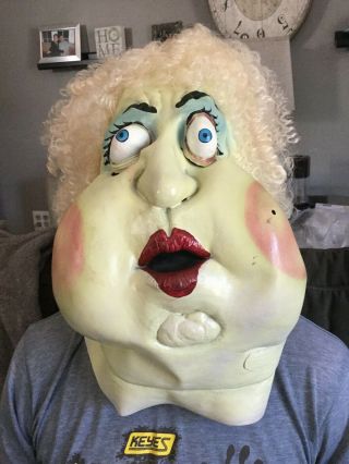 Vintage 1999 Ilusive Concepts Halloween Mask Costume Prop Fat Glam Lady Makeup