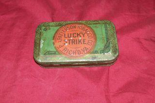 Old Lucky Strike Cut Plug Chewing Tobacco Tin Can Patterson Co Vintage Antique