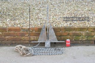 Old Boat Anchor Yacht Vintage With Chain 73 Cm / 7 Kg - Postage