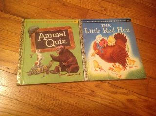 Little Golden Books,  The Little Red Hen 1954 & Animal Quiz 1960 VG 2