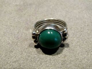 Vintage Sterling Silver Green Turquoise Ring Taxco Mexico Sz 7