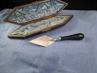 Miniature Antique Boxed Presentation Silver Trowel Cake Slice 1849 Tableware