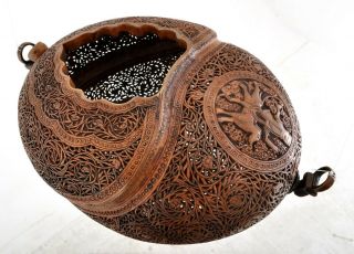 Antique Islamic Qajar Muslim Arab Persian Dervish Sufi Kashkul Begging Bowl 1800