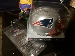 Bowl Champion Tom Brady Signed Autographed Mini - Helmet With Event Pass