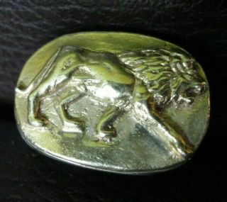 Very Rare Large Ancient Roman Legionary Solid Silver Lion Ring - Circa 100 - 300ad