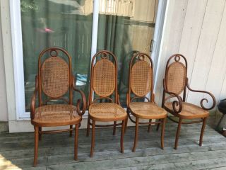 Vintage Thonet Bentwood Arm And Side Chairs/ Dinning Chairs Set Of 4