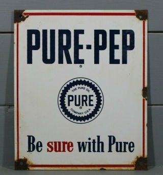 Vintage Style Pure Pep Porcelain Sign Motor Oil Gasoline Gas Pump Plate Metal Ad