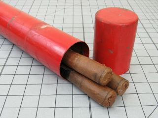 Vintage Red Railroad Flares Red Metal Canister 30 Minute Highway Fusee Corp