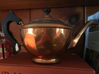 Vintage Copper Wood Handled Pitcher Coffee Tea Pot 6 inches 2