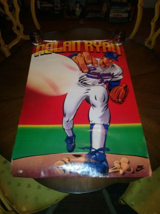 Vintage Nolan Ryan Nike Poster Texas Rangers Baseball 1991