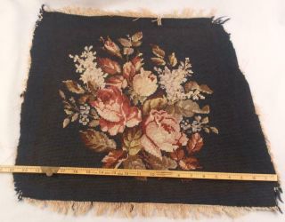 Antique Vintage Needlepoint Tapestry Seat Chair Cover Floral Rose 20 " Complete 5