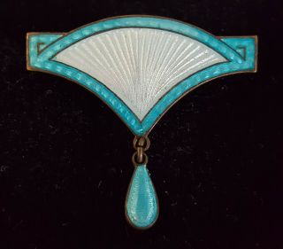 Gilt Metal & Blue Enamel Vintage Victorian Antique Brooch