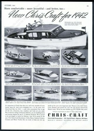 1942 Chris Craft Runabout Cruiser Etc 11 Boat Photo Vintage Print Ad