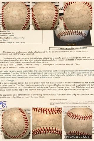 Jimmie Foxx,  Roger Maris,  Dizzy Dean,  F.  Frisch Signed Autograph Baseball Jsa Z42779
