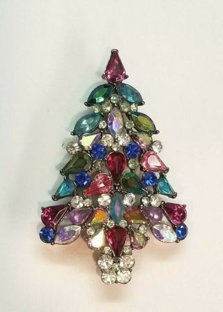 Vintage Avon Christmas Tree Pin 2006 3rd - Annual Multi - Color Rhinestone Brooch
