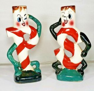 Artmark Japan Vintage Anthropomorphic Candy Cane S&p Salt & Pepper Shakers