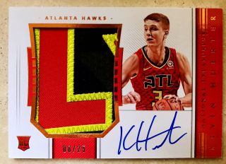 2018 - 19 National Treasures Kevin Huerter Rc Rookie Letter Patch Auto /25 Rpa