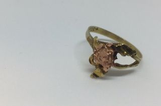 Antique Black Hills Gold Ring 10k 417 Hand Crafted Artist Signed Size 6 Vintage