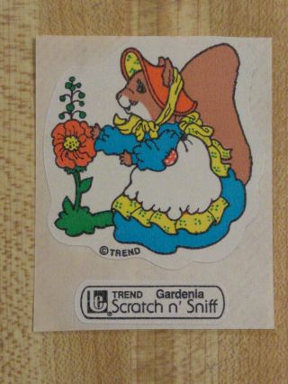 Vintage 80s Large Trend Squirrel Gardenia Scratch - And - Sniff Sticker