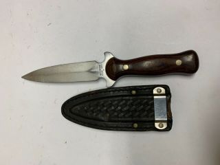 Vintage Western W77 Double - Edge Boot Knife Survival Dagger Usedw/orig.  Sheath