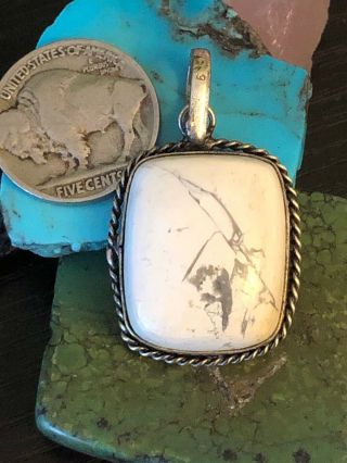 Vintage Native American White Buffalo Turquoise Sterling Silver Pendant 10 G