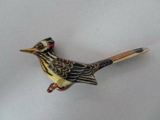 Vintage Takahashi Style Painted Wood Bird Pin