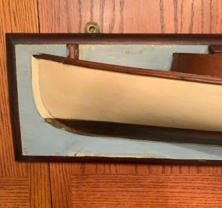 Vintage 19th Century Hand Carved Half Hull Boat Schooner?? Cat?? Old Paint 2