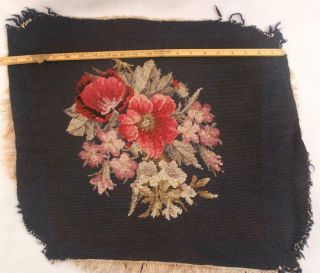 Antique Vintage Needlepoint Tapestry Seat Chair Cover Floral Peony 20 " Complete2