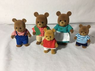 Calico Critters/sylvanian Families Vintage Maple Town Bear Family Of 5