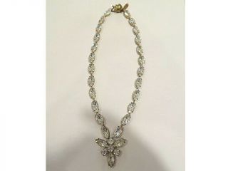 Rare Vintage Signed Miriam Haskell Marquise Rhinestone Necklace 2