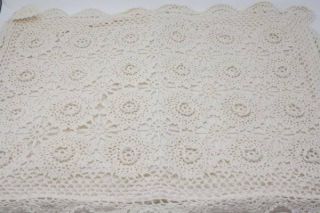 Vintage Ivory Crocheted Standard Pillow Sham 100 Cotton Shabby Cottage Chic L2