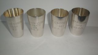 4 Vintage German Solid Silver Toddy / Shot Cups