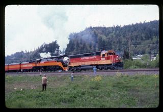 (aaa11) Orig 1984 Train Slide Photo - Sp Sd - 45 7399 Daylight Paint & 4449