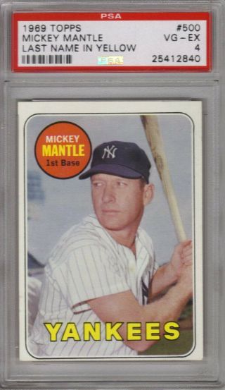 1969 Topps Mickey Mantle 500 York Yankees Psa 4 Vg - Ex Low Min.  Bid