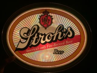 Vintage Strohs Beer Bar Light Refractor Sign 15 X 12