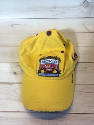 Vintage Lsu Tigers National Champions Sugar Bowl 2004 Yellow Hat Cap Adjustable